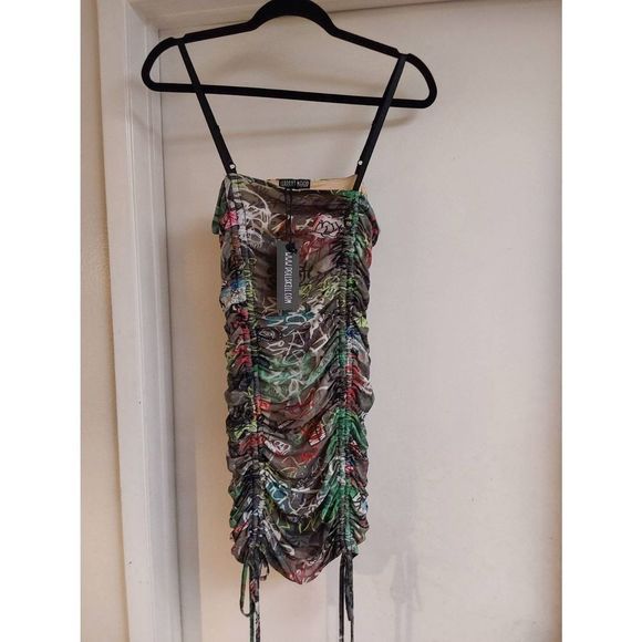 Dolls Kill Dresses & Skirts - NWT~Dolls Kill Current Mood Multi Print Ruched Mini Dress Sz XL